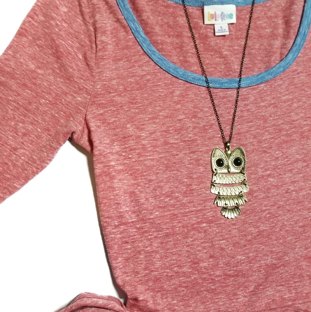 Lularoe Nicole Coral/Blue Short Sleeve Swing Dress